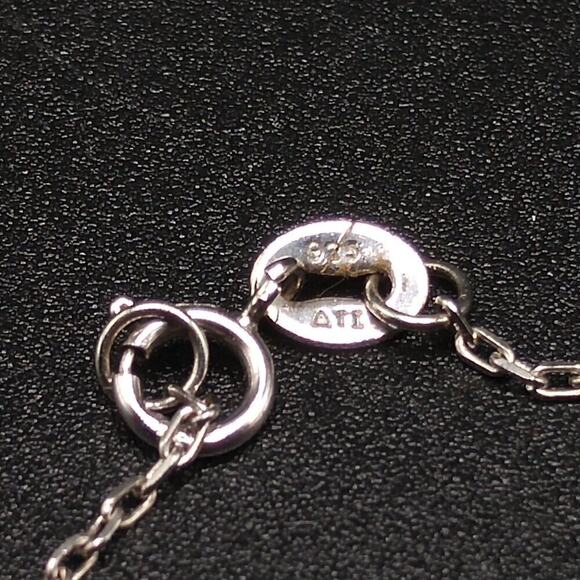 Vintage Sterling Marcasite Clear Crystal Pendant Necklace, Stamped 925 ATI, 17" - Picture 7 of 9